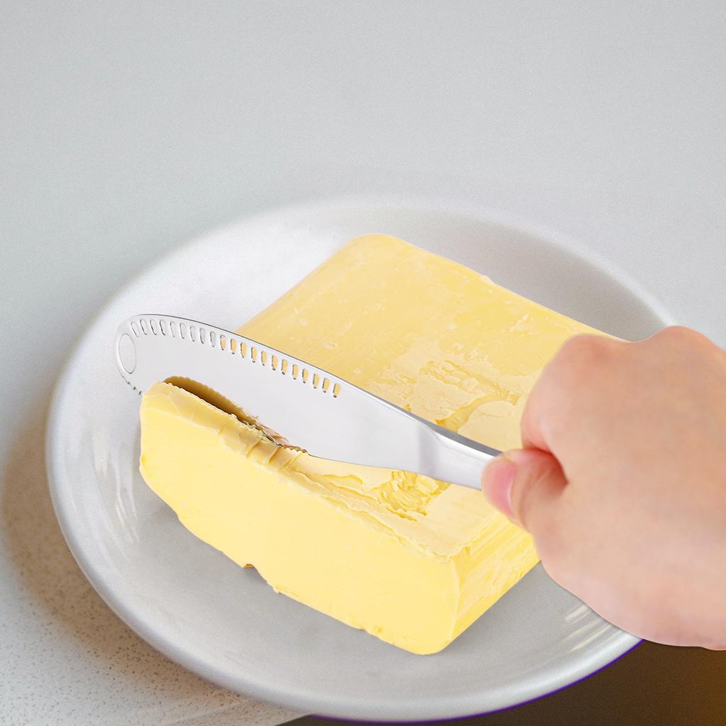 430 Stainless Steel Butter Knife with Hole Butter Spatula Oil Scraper Cheese Bread Jam Butter