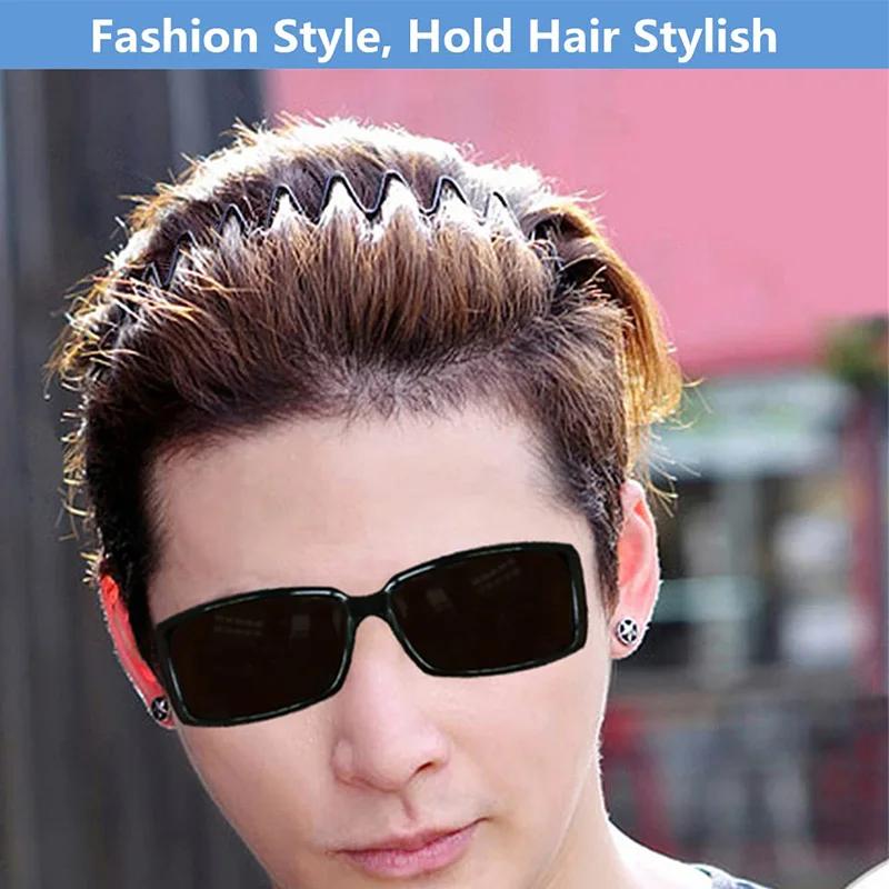 Unisex Schwarze Elastische Rutschfeste Einfache Metall-Stirnbänder Für Männer Frauen Welliges Haarband Feder Haarreif Mode Haarschmuck