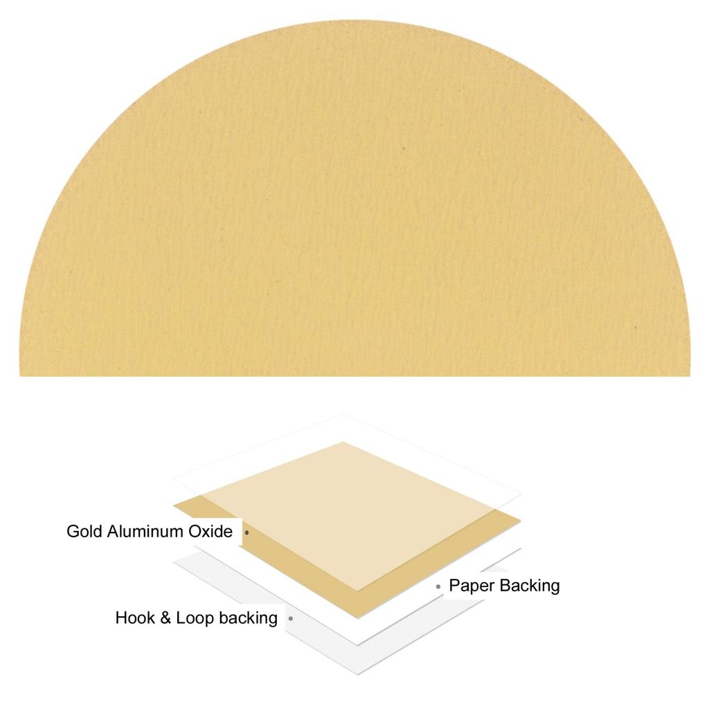 Kozelo Holeless Sanding Discs 180 Round Hook and Loop Grip Sanding Pad Sandpaper for Polishing Gold Aluminum Oxide 50-Pack - [8-inch Grit]