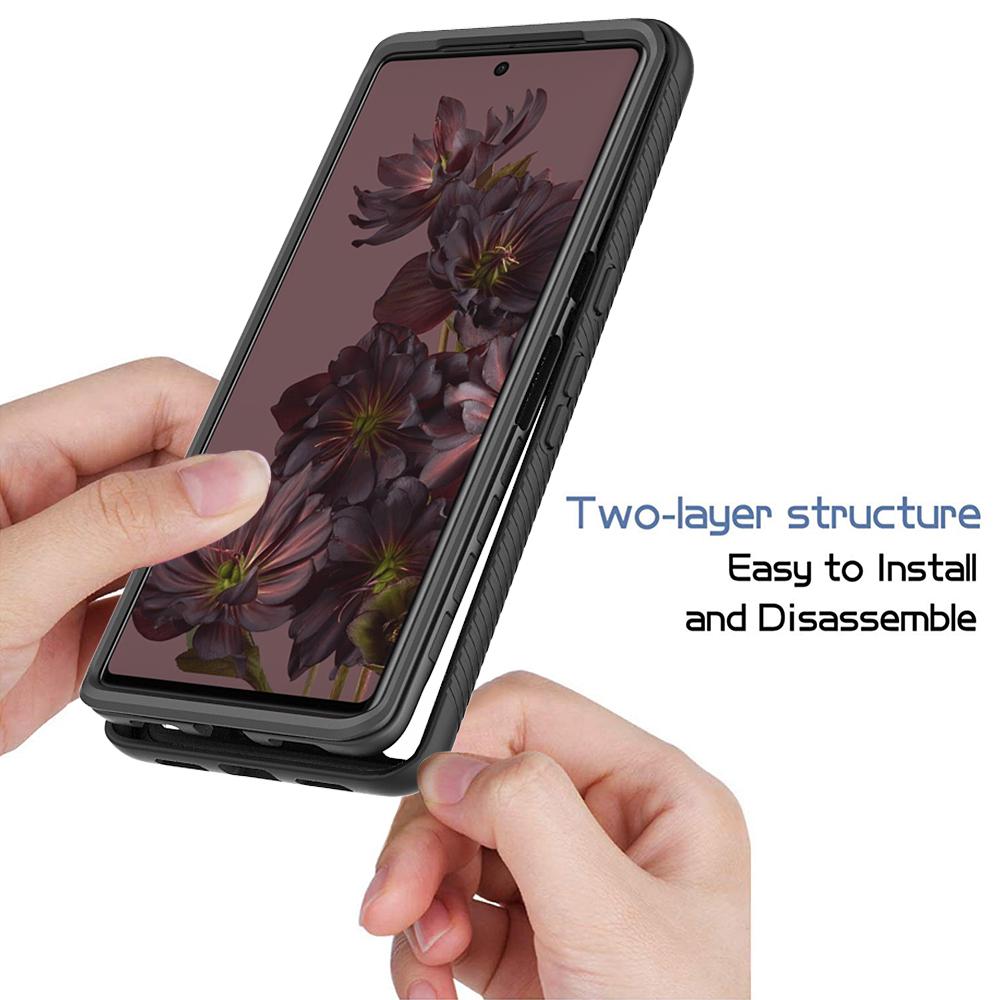 

For Google Pixel 8 Pro Case PC+TPU Drop-proof Phone Cover with PET Screen Film Black