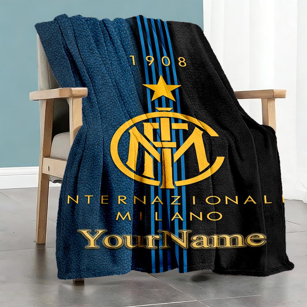 Inter Milan Personalized Text Blanket Gift Customizable Blanket Durable Comfort Perfect for Bedding Office Chair Chair Picnics for All Occasions