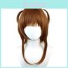 Premium Wig For Card Captor Kinomoto Sakura Cosplay Double Ponytail Brown For Party