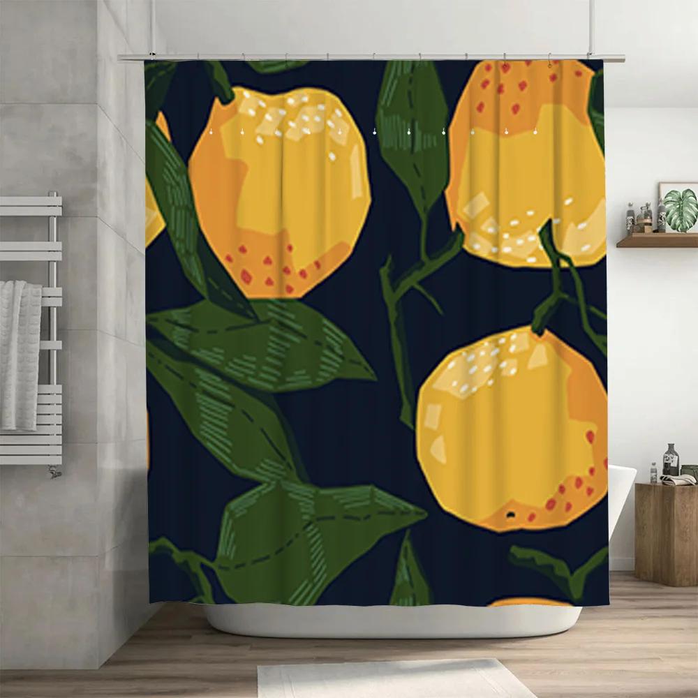 Leopard Print Shower Curtain Tangerine Orange Leaves Bath Decor for Home Decoration In Bathroom Accessories from Home Garden