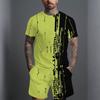 Men Black Grey Gradient Short Sleeve T Shirt And Matching Knee Shorts Two Piece Outfit