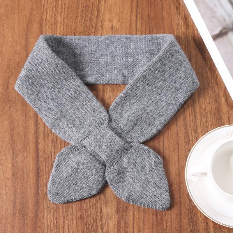 Women's 100% Wool Neck Warmer Scarf Soft Knitted Bow Knot Decoration Solid Color Fashionable Winter Accessory Fake Collar