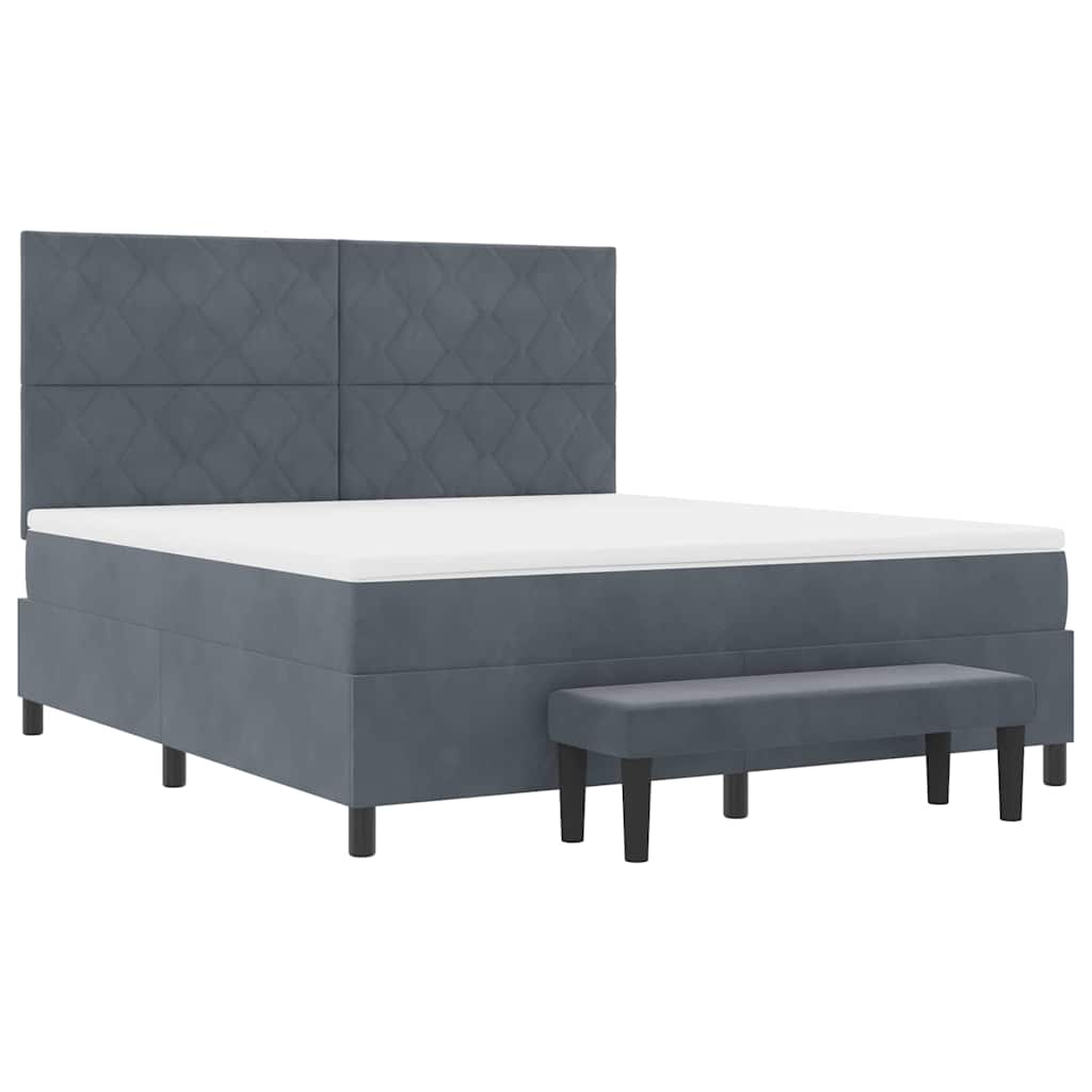 Boxspring Bed with Headboard Dark Grey 200 x 180 cm Velvet