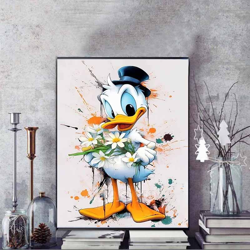 Disney 5D DIY Diamantmalerei Dekorationen Donald Duck Aquarell-Blumenstrauß Thema Kunstmalerei Diamantstickerei Strass Kreuzstich Set Handgemacht