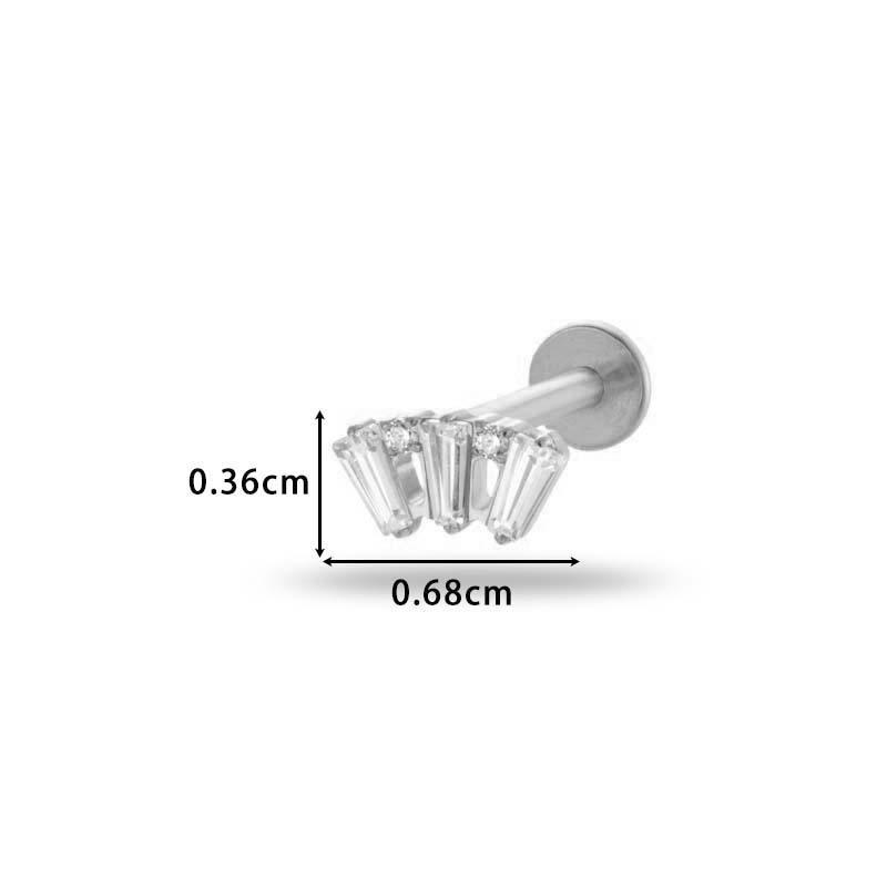 1 pièce G23 Titane Massif Filetage Interne Dos Plat Fleur CZ Clou de Tragus Cartilage Boucle d'Oreille Helix Rook Lobe Labret Bijou de Piercing