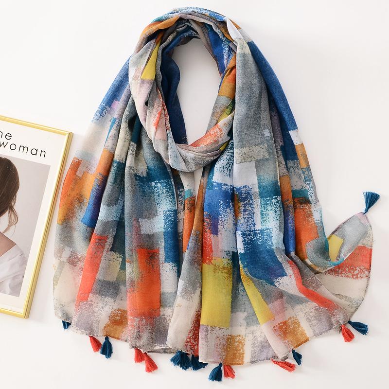 Fashion Geometric Paisley Tassel Viscose Shawl Scarf Lady Print Soft Pashmina Stole Wrap Snood Bufandas Muslim Hijab Sjaal