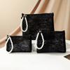 With Imitation Pearl Chain Makeup Bag Portable Wallet Fashion Lace Cosmetic Pouch  Travel Organizer