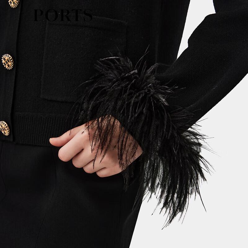 PORTS Women's Fluffy Plush Trim Knit Cardigan