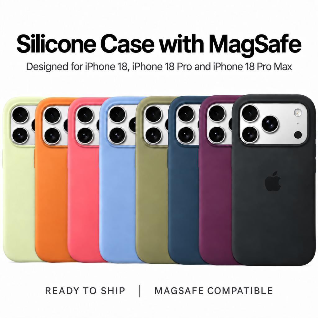 Capa Protetora Traseira Magnética de Silicone Líquido Original para IPhone 18 17 Pro Max Carregamento Sem Fio À Prova de Choque Anti-Arranhão