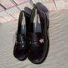 Preppy Gilrs Lolita JK Sewing Shoes,Female Students School Embroidered Cherry Block Kitten Heels Loafers