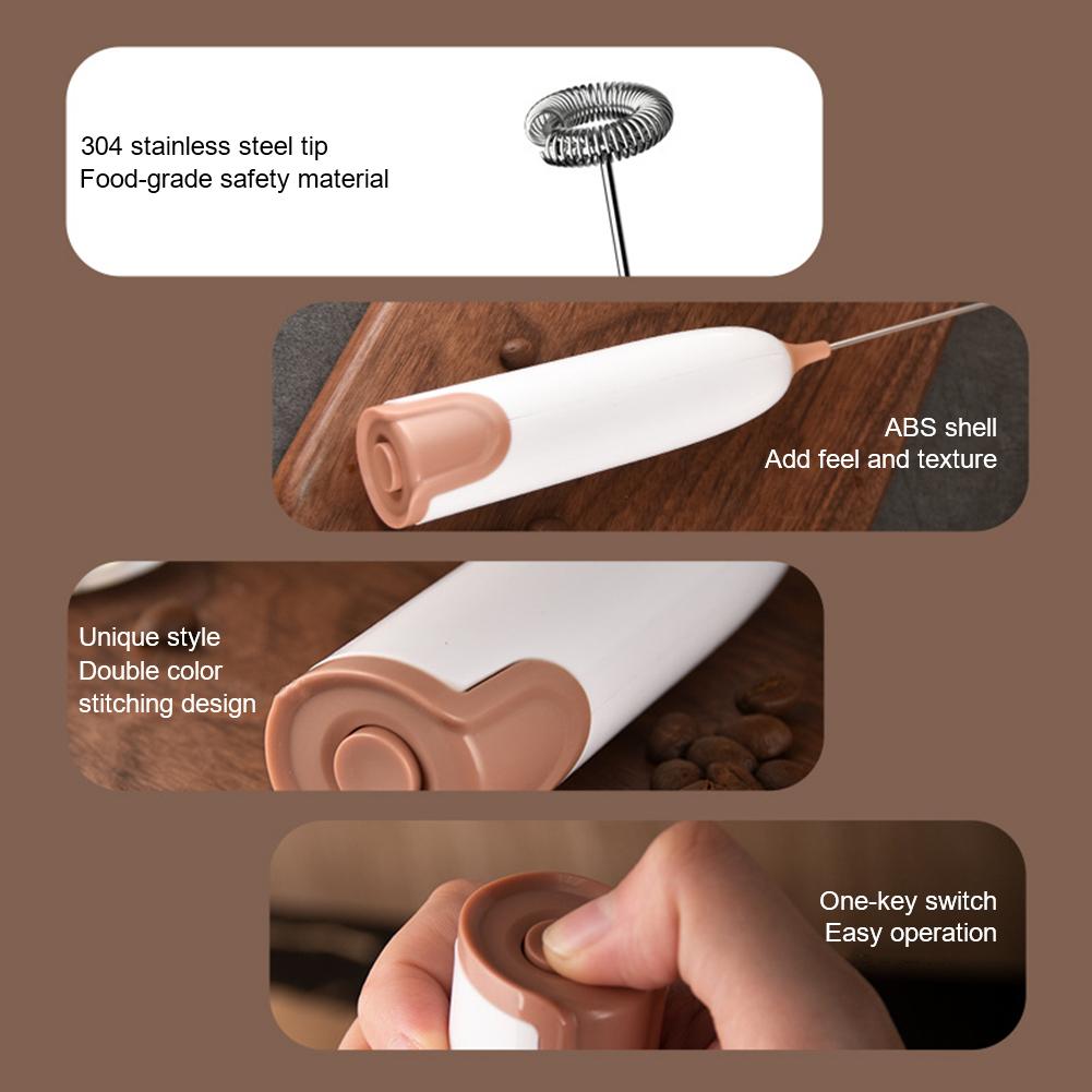 Milk Frother Handkeld Electric Foam Maker Battery Operated Stainless Steel Whisk Drink Mixer for Latte Cappuccino Hot Chocolate