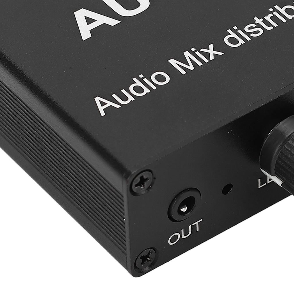 Stereo Mixer Audio Distributor 2 Input 2 Output 3.5mm Jack Plug and Play Aluminum Alloy Audio Mix Amplifier