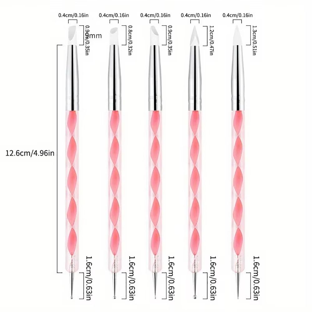 5Pcs/Set 2 Ways Nail Art Pen Point Flower Dotting Tool Durable Marbleizing Painting Pens