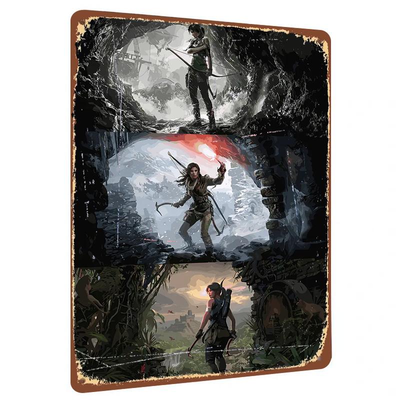 

Tomb Raider Game Character Metal Wall Art Vintage Decorative Painting for Living Room Study 20x30cm（7.8x11.8inch）