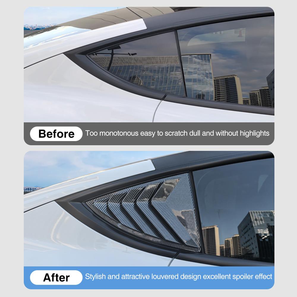 Heenvn For Tesla Model 3/Y Juniper Rear Car Window Shutter Cover ABS Louver Side Vent Trim Anti-Scratch Triangle Accessories
