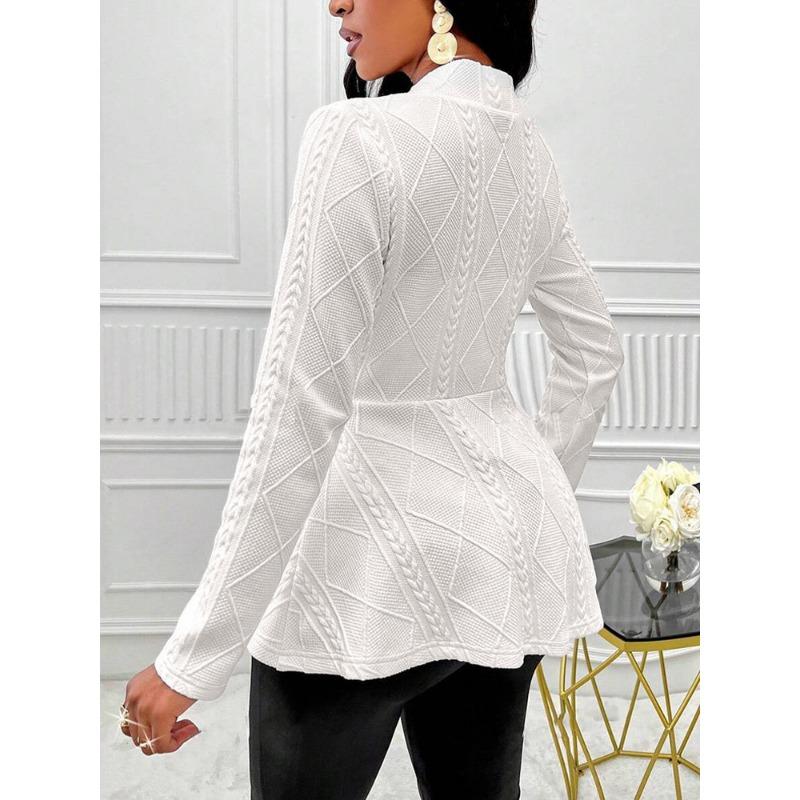 Autumn and Winter Women's New Thickened Jacquard Texture Single-button Slim Long-sleeved Jacket