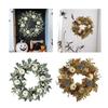 17.72inch Fall Wreath for Front Door Round with White Pumpkin for Holiday Indoor and Outdoor Living Room Housewarming Festival