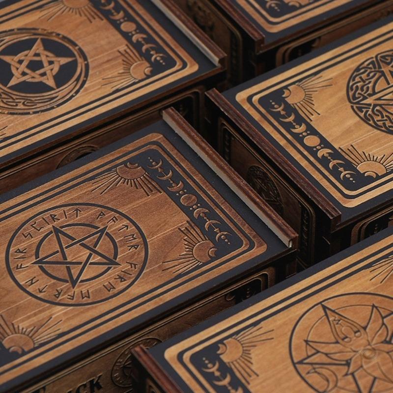Portable Wood Tarot Cards Box Push Pull Cards Box Gift Case Divination Card Storage Container Witch Decoration Enduring