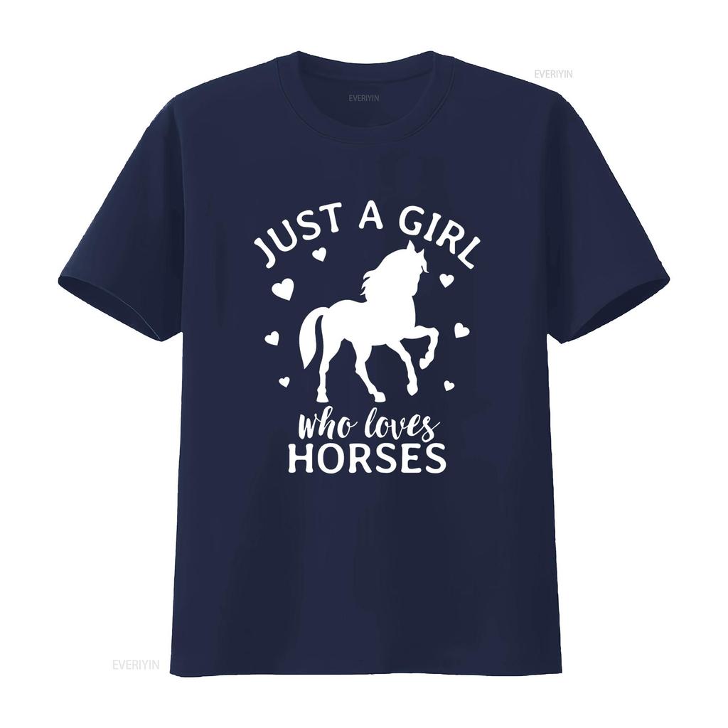 Just A Girl Who Loves Horses Cowgirl Horse Riding T Shirt vintage Washed homme graphic Casual Stylish Versatile streetwear Soft