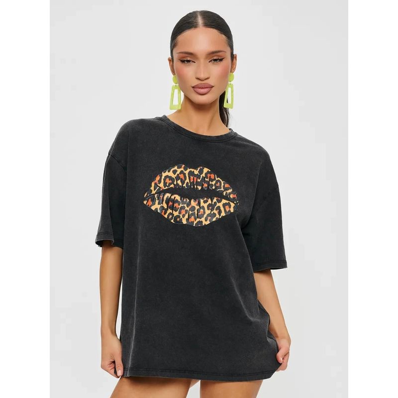 Loose Printed T-shirt Western Style Fashion Washed Old Loose Casual Print Cotton T-shirt Top