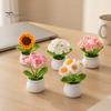 Handwoven Woolen Potted Flowers Handmade Crochet Flower Decoration, Knit Artificial Sunflower Desktop Maintenance Free Fake Plants Decor, Gift