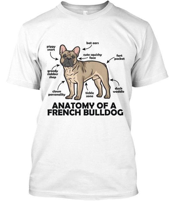 

French Bulldog Anatomy Of A Piggy Snort Bat Ears T-Shirt Made in USA S to 5XL 4XL
