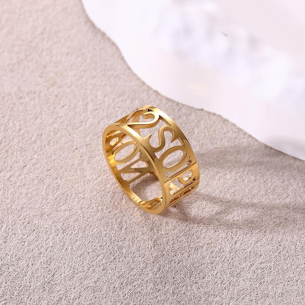 Custom Broad Surface Name Heart Rings Women Unisex Gold Color Personalization 6-10 Size Wedding Bride Jewelry Stainless Steel