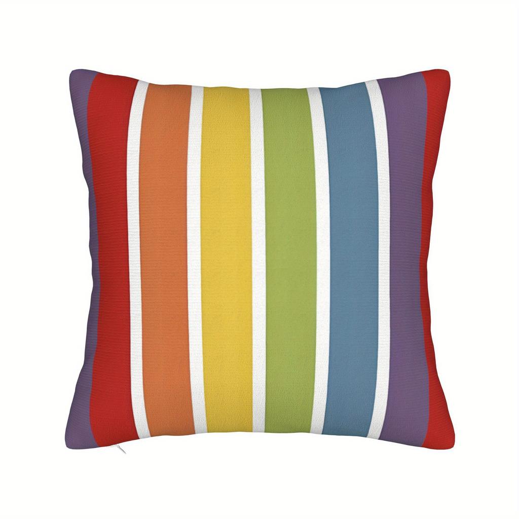 Rainbow Stripe Decorative Cushion Cover Colorful Throw Pillow Case for Sofa Home Decor