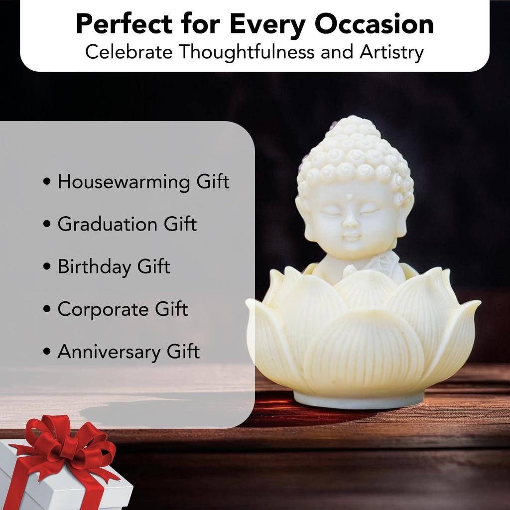 Nostrae Buddha with Lotus Show Pieces for Home Decor Living Room Decor Items | Cute Showpieces Gift Item for Decoration