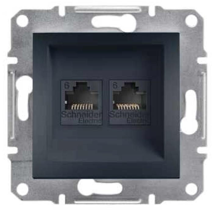 Asfora Computer Socket 2X Cat.6 Utp Without Frame Anthracite Eph4800171