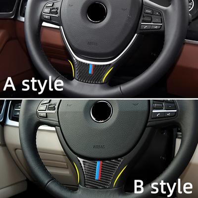 Steering Wheel Decoration Patch Carbon Fiber Car Stickers For BMW Series-5 2011-2017 F10 F18 528 525Li Interior