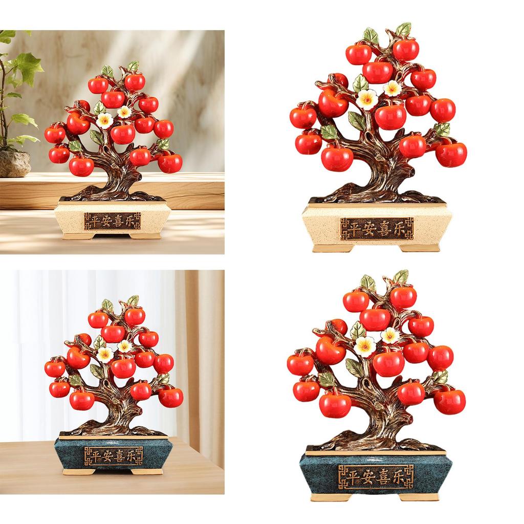 Persimmon Resin Statue Holiday Table Centerpiece Collectible Chinese Lucky Decoration for Home Farmhouse Party Festival Cabinet