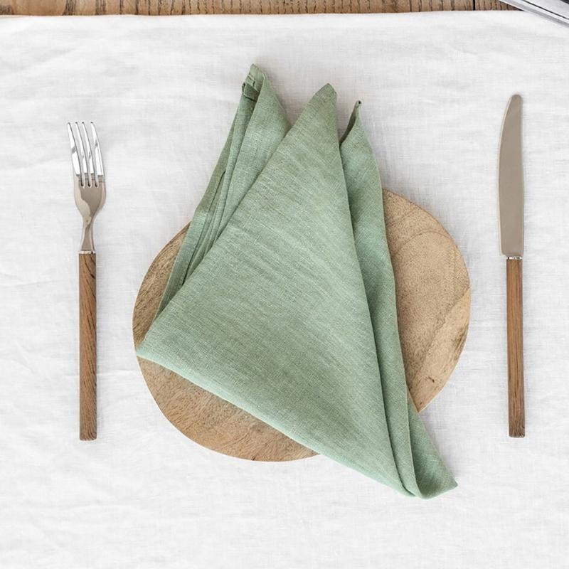 652F Elegant Linen Table Napkin Washable Dinner Napkins Handmade Cloth Napkins Square Napkins Perfect for Wedding and Parties