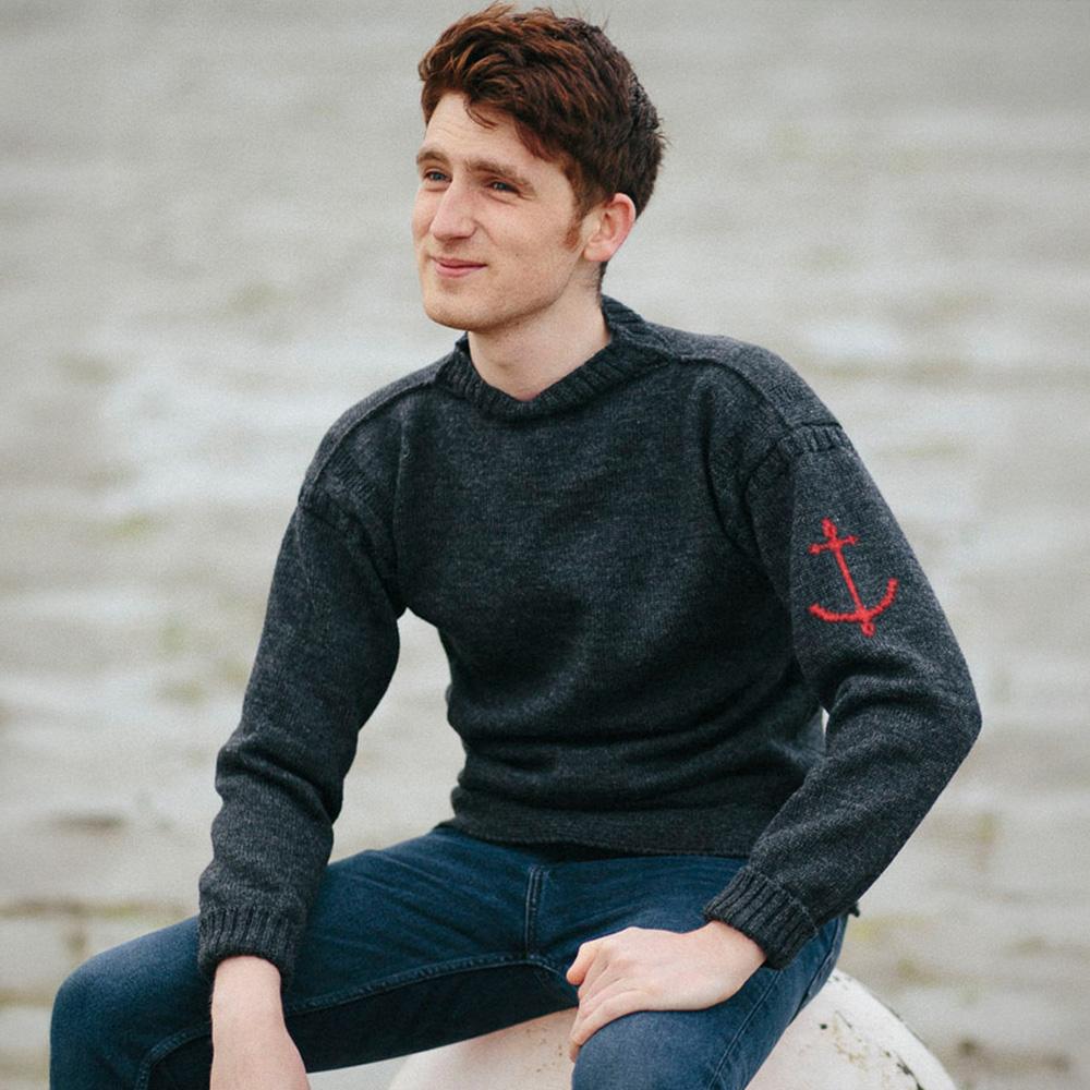 Geonjiulleunseu Fisherman Whole Garment Sweater - Charcoal