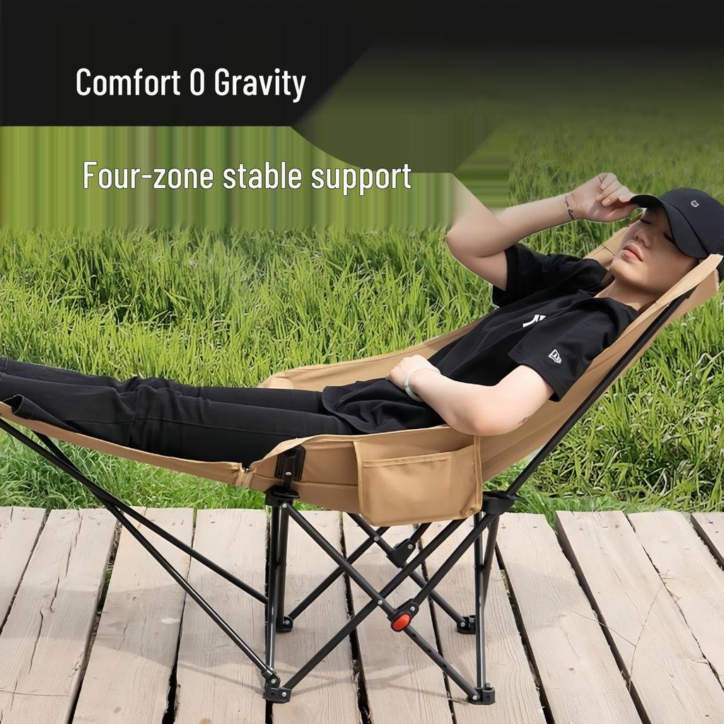 Portable High-Back Folding Lounge Chair with Extended Leg Rest