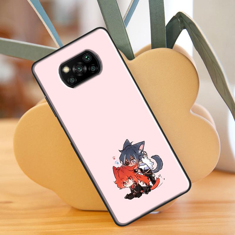 Kaeya and Diluc Genshin Impact Case For Xiaomi Mi 11 Lite 9T 10T 11T Pro POCO X3 Pro X3 GT F1 F2 F3 M4 M3 Pro Case Cover