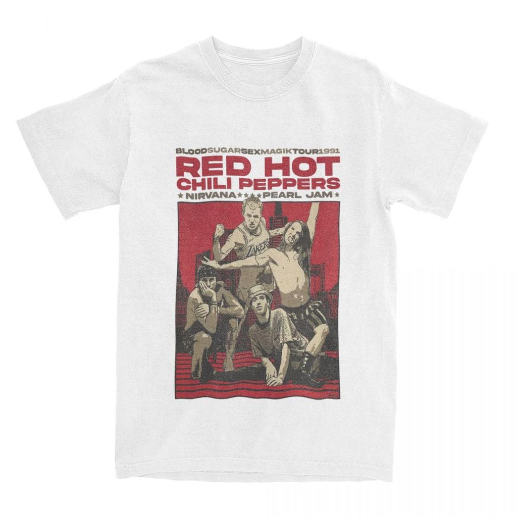 Red Hot Chili Peppers Rock Band T Shirts Accessories Men Women's Cotton Vintage Tees Short Sleeve Clothes Unique