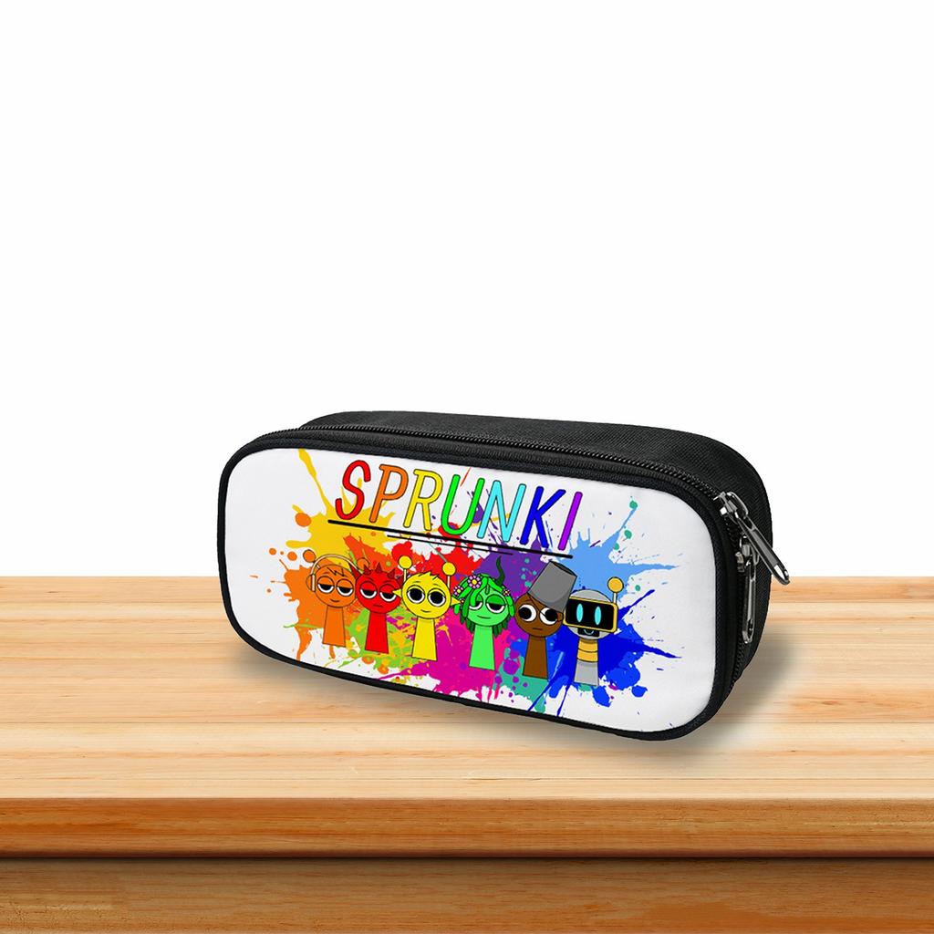 Funny Character Single Layer Pencil Bag Square Large Capacity Pencil Bag Polyester Stationery Box