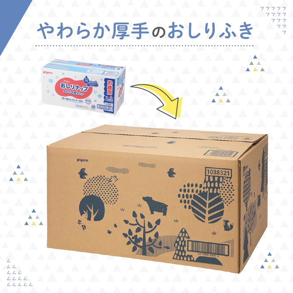 Pigeon Wet Soft and Pure 2560 Wipes Wipes x 32 Wipes, Thick, 99% Water, (80 Packs) [Case Product]