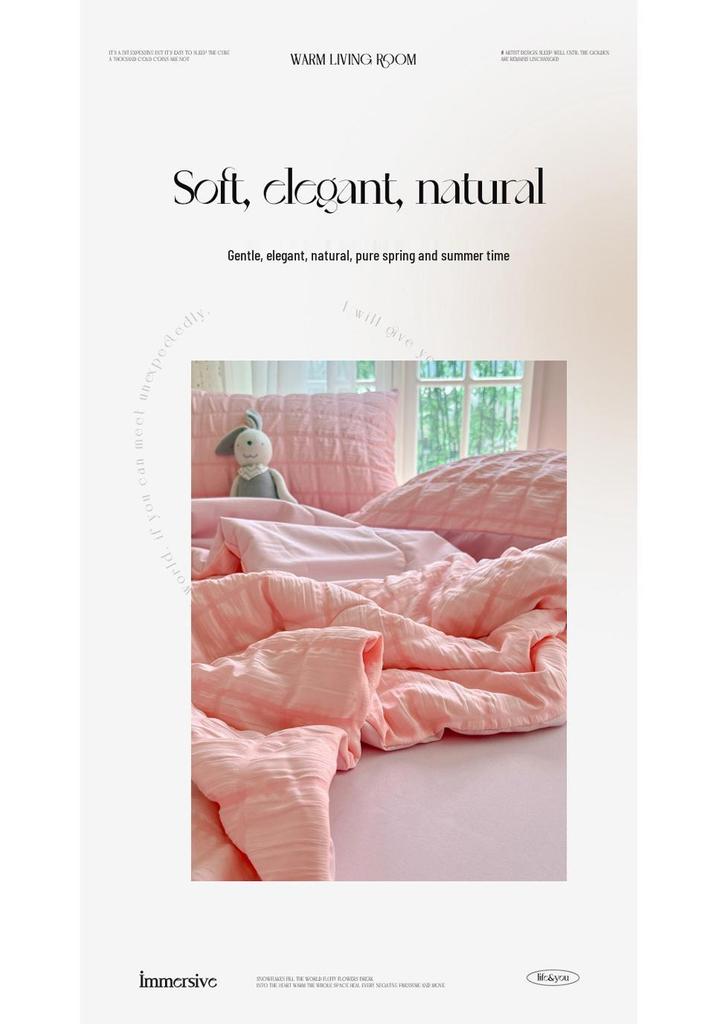 Premium Stylish Gauze Summer Quilt Set - Washable 4-Piece Air Conditioning Thin Quilt for Dorms