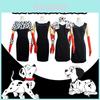 Elegantes und modisches weibliches Bösewicht Cruella De Vil Cosplay Kostüm Komplettset für Halloween