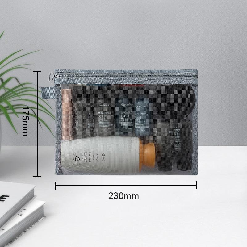 Přenosná cestovní a make-up taška z černé nylonové síťoviny