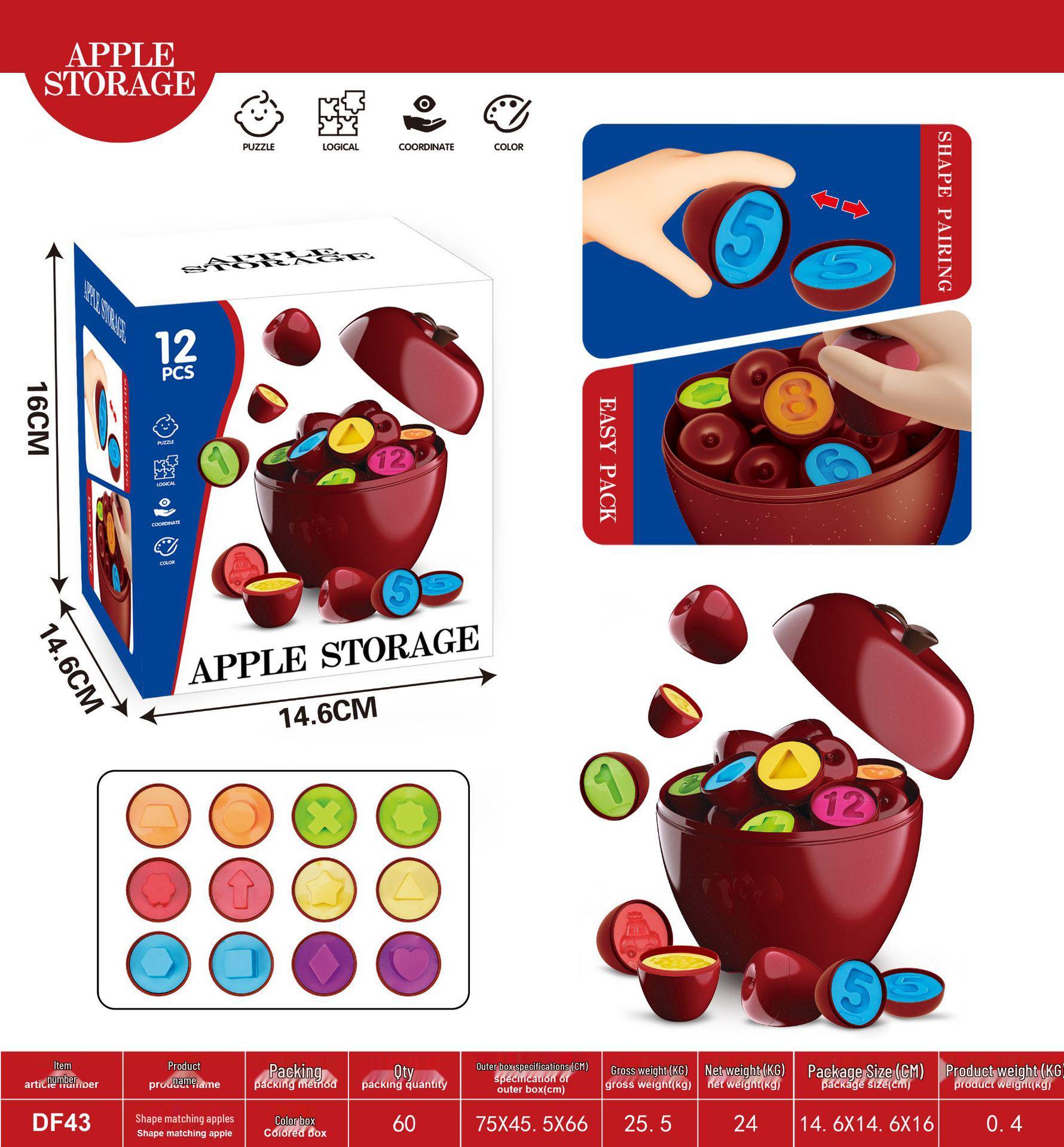 

Montessori Cross-Border Baby Learning Toy - Apple, Number, Animal, Dinosaur, Veggie, Transport Shapes