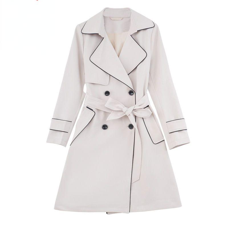High-End Women Mid-Length Trench Coat New Spring Autumn Double-Breasted Slim Elegant All-Match Outerwear For Petite Ladies