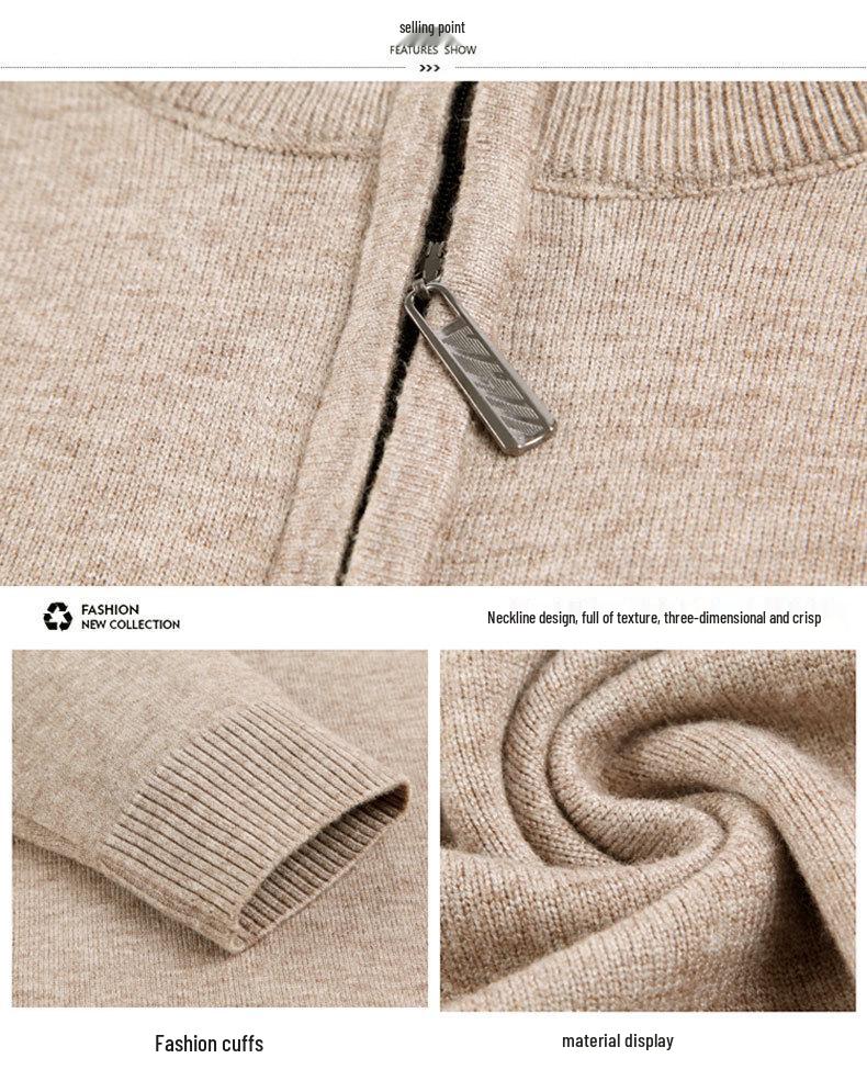 Men's New Arrival Half-Zip Knit Sweater - Thick, Warm, Pure Color for Autumn/Winter