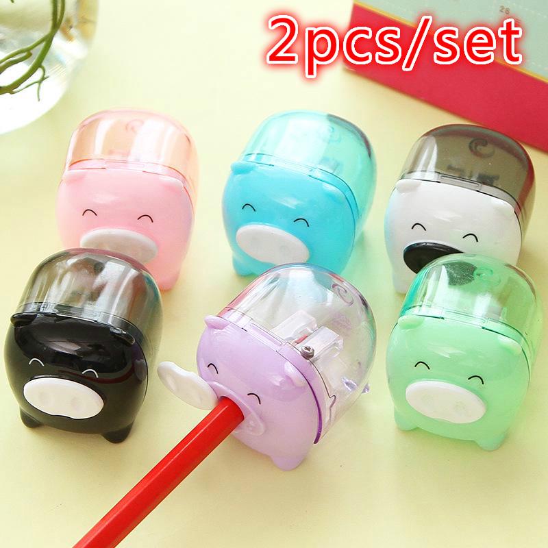 2 szt. Temperówka do ołówków kolor losowy kolor! mini świnka przezroczysty plastik standard