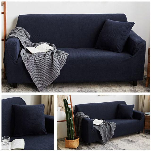 Autumn Winter Sofa Cover Thickened Warm Solid Color Elastic Plaid Living Room Corner Sofa Cover Furniture Protective Cover
